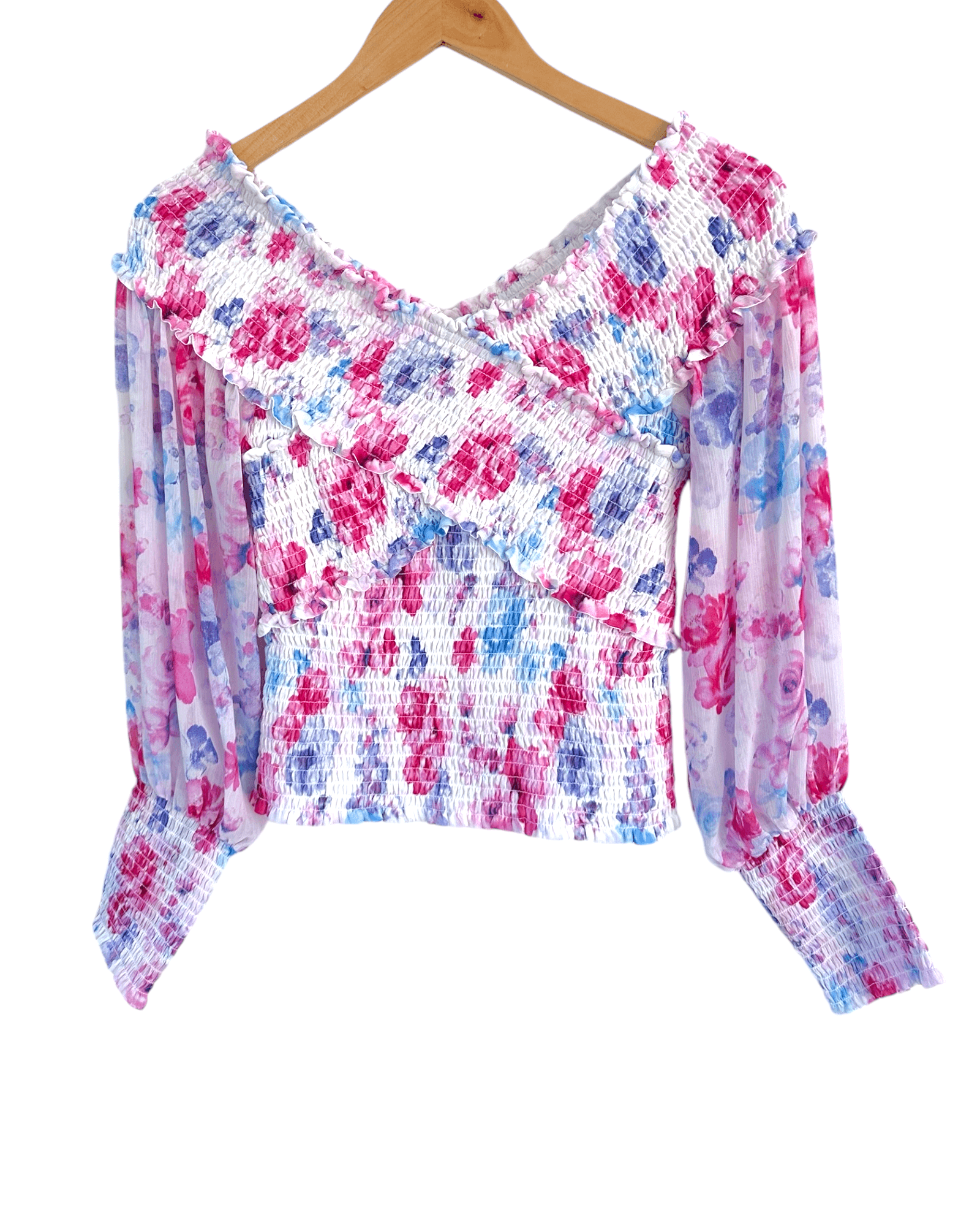 Bright Winter BB DAKOTA by STEVE MADDEN floral print rouched criss-cross top