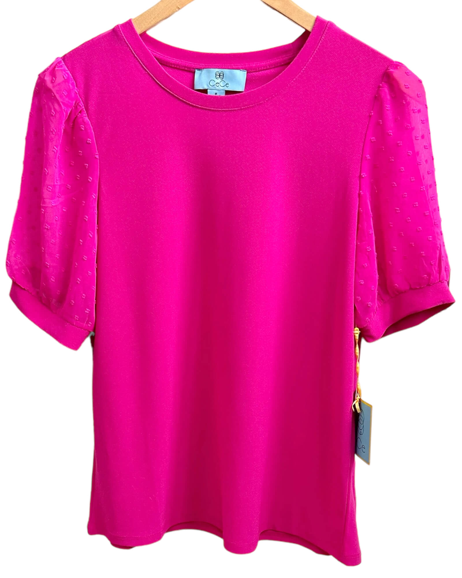 Bright Winter CECE hot pink dot sleeve top