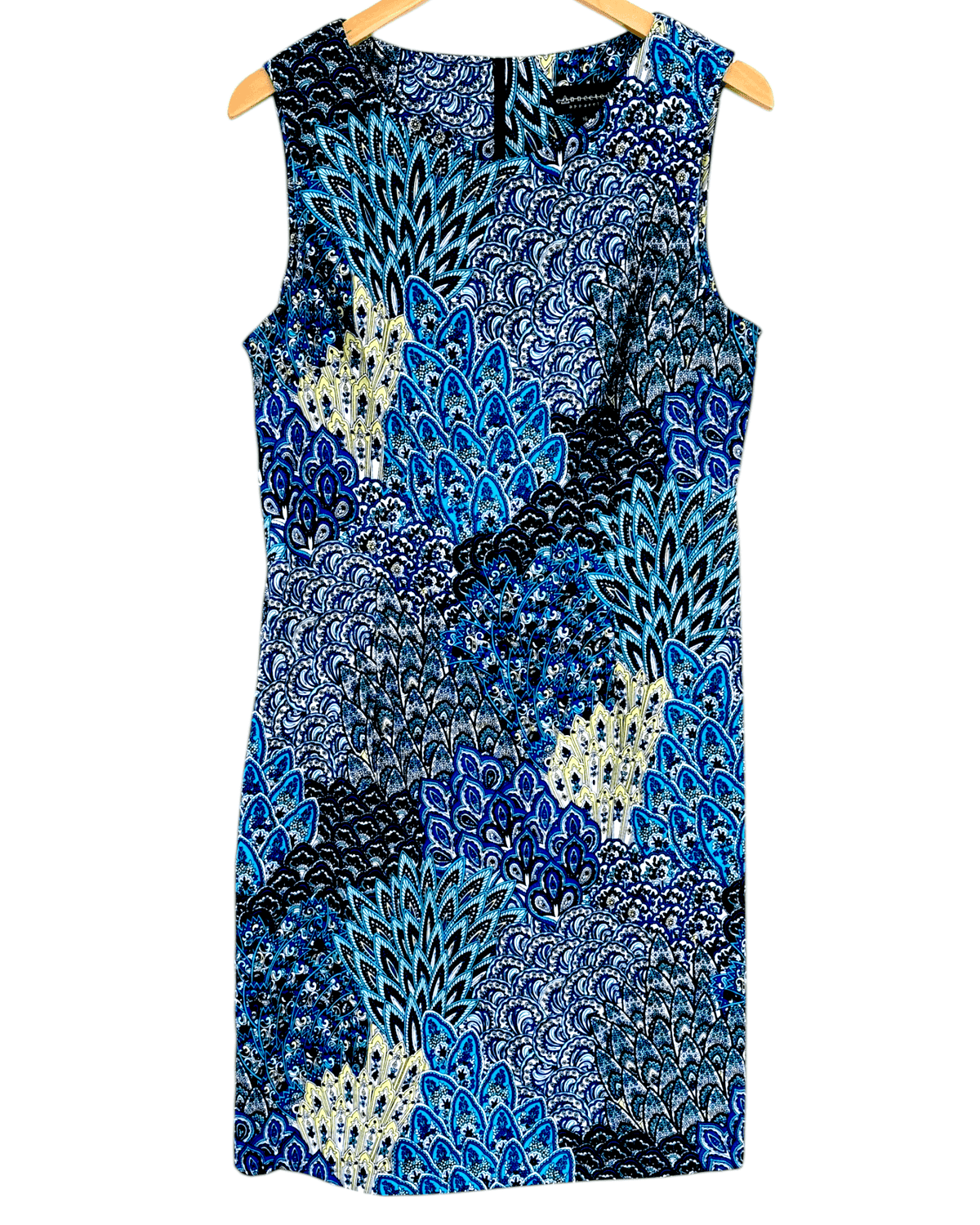 Bright Winter CONNECTED APPAREL peacock print sleeveless shift dress