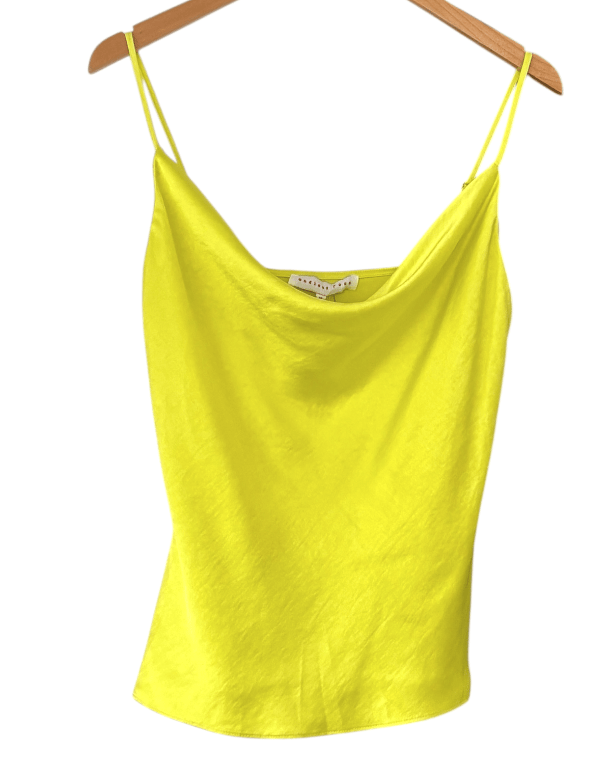 Bright Winter ENDLESS ROSE Caduceus Yellow Satin Cowl Neck Cami