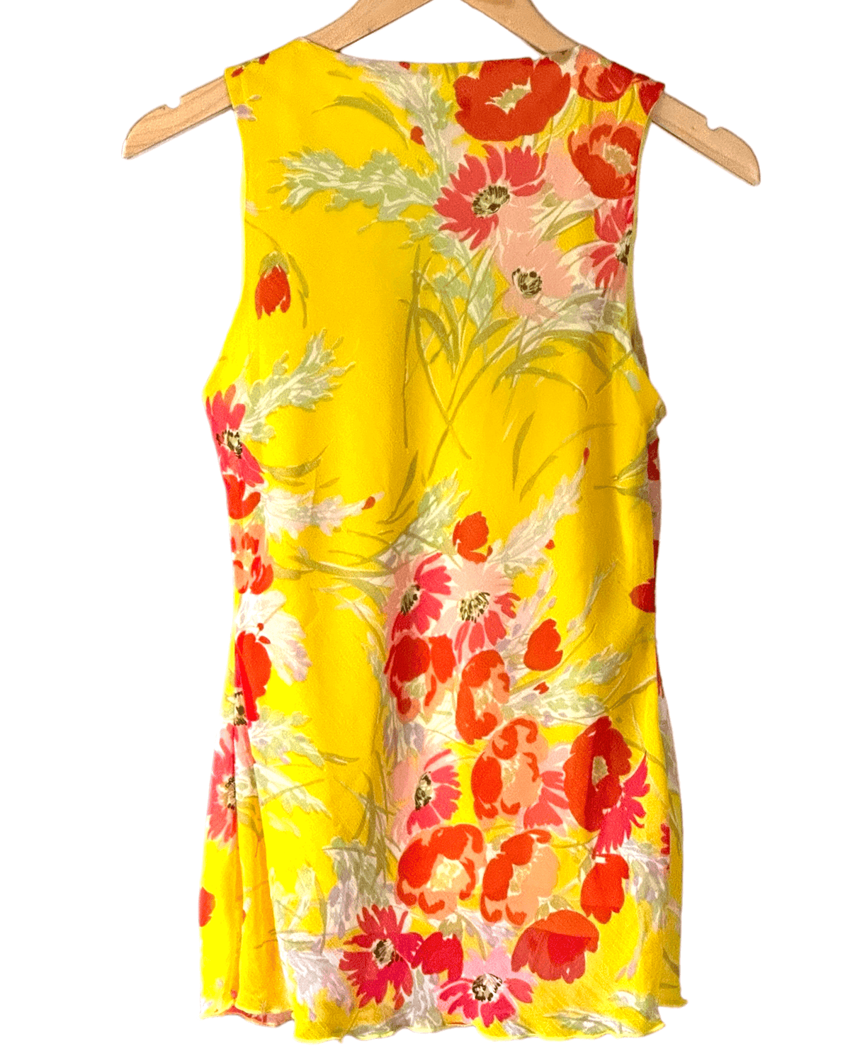 Bright Winter SPENCE floral print sleeveless tissue trim blouse top