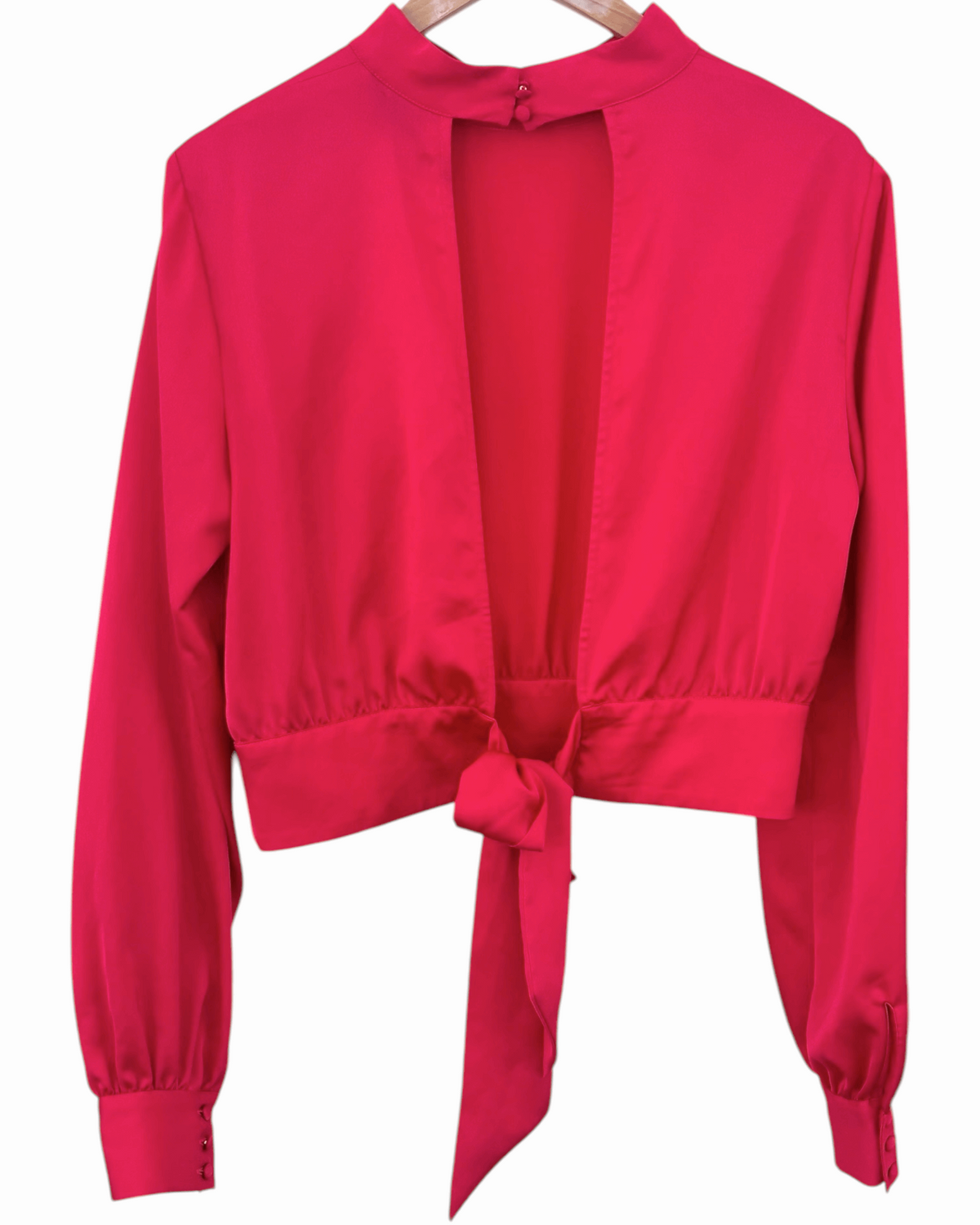 Bright Winter MARCIANO GUESS party pink backless sash blouse