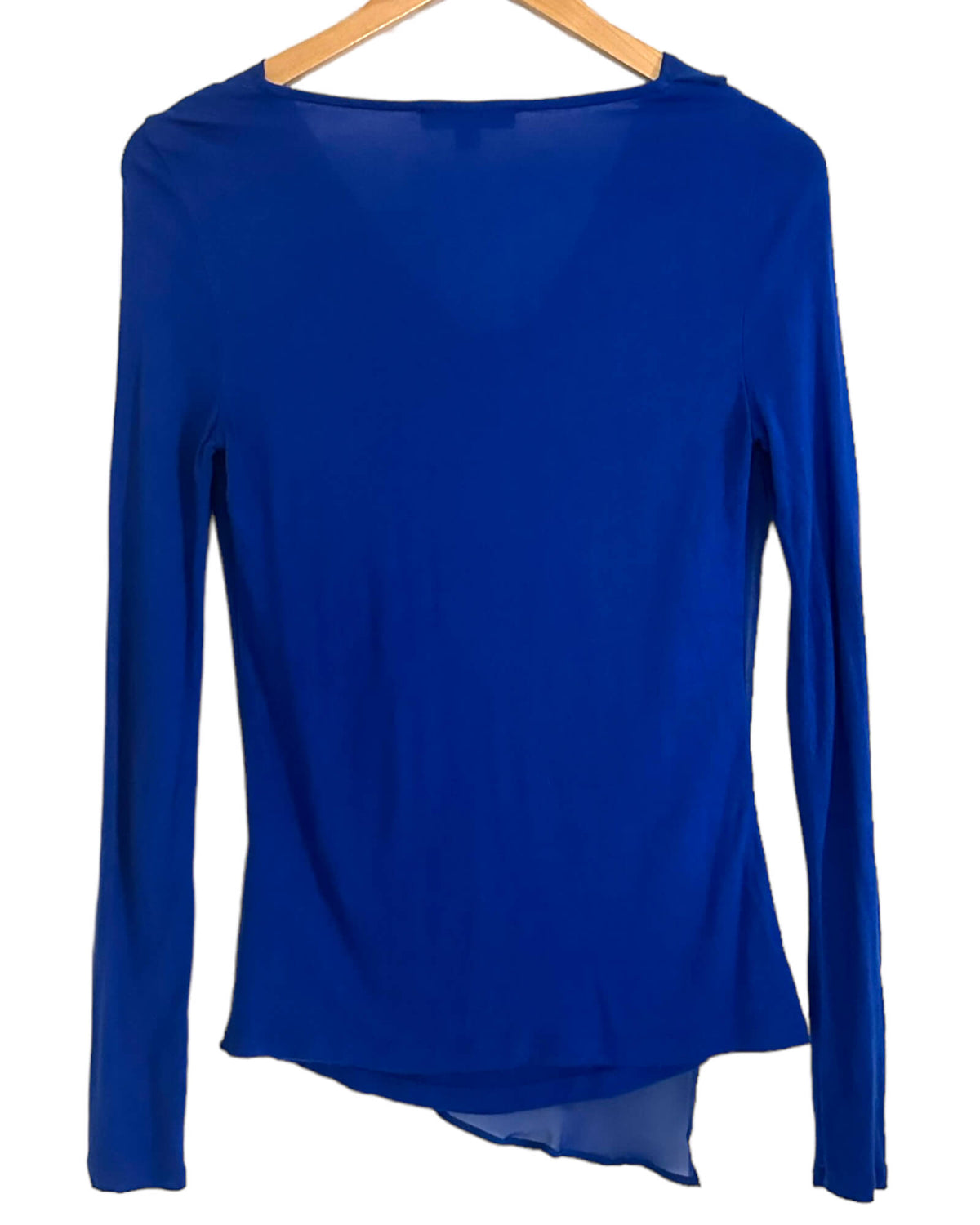 Bright Winter INC varsity blue drape neck asymmetrical top