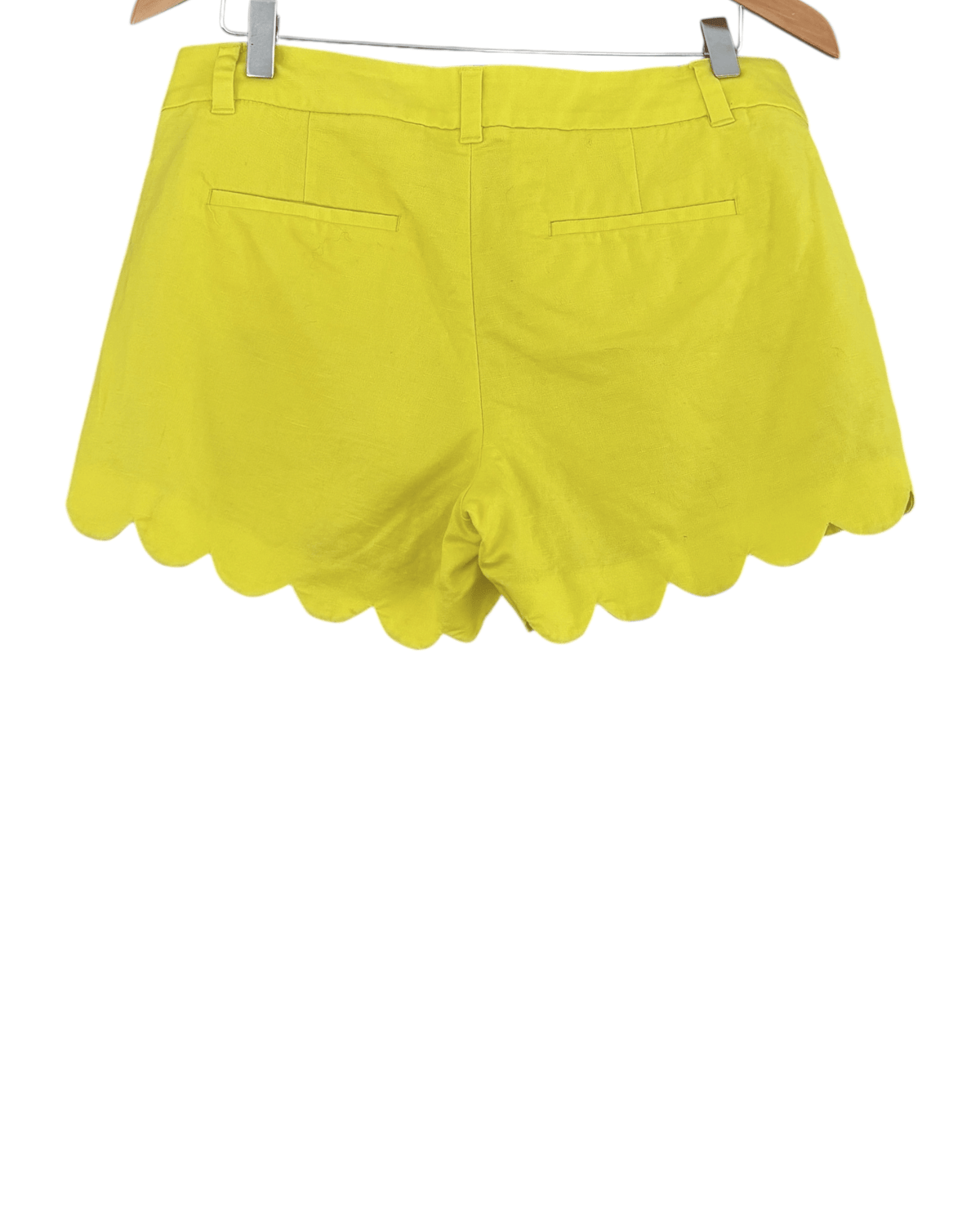 Bright Winter J.CREW veri yellow scalloped hem linen shorts