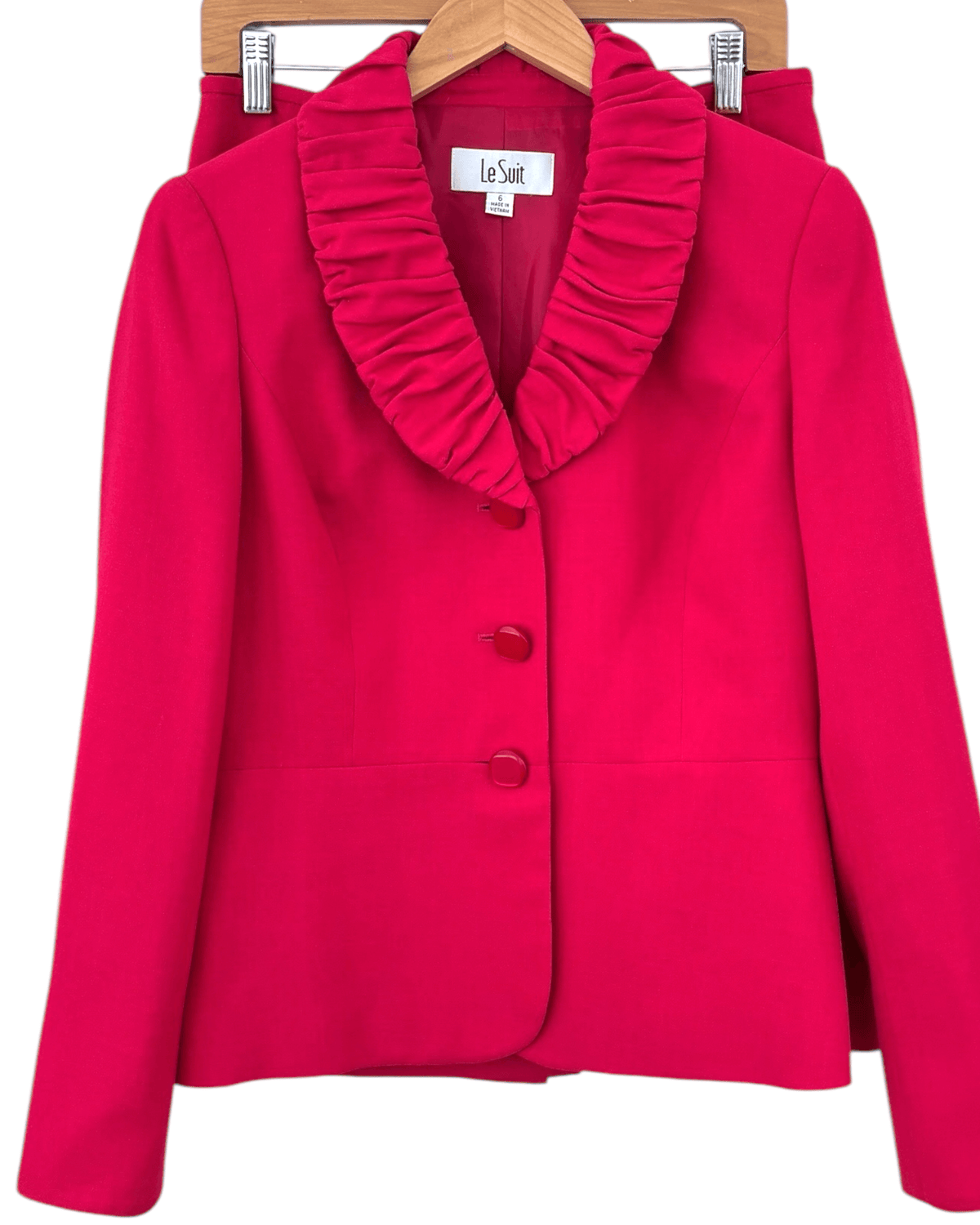 Bright Winter Le Suit berry pink gather lapel suit set