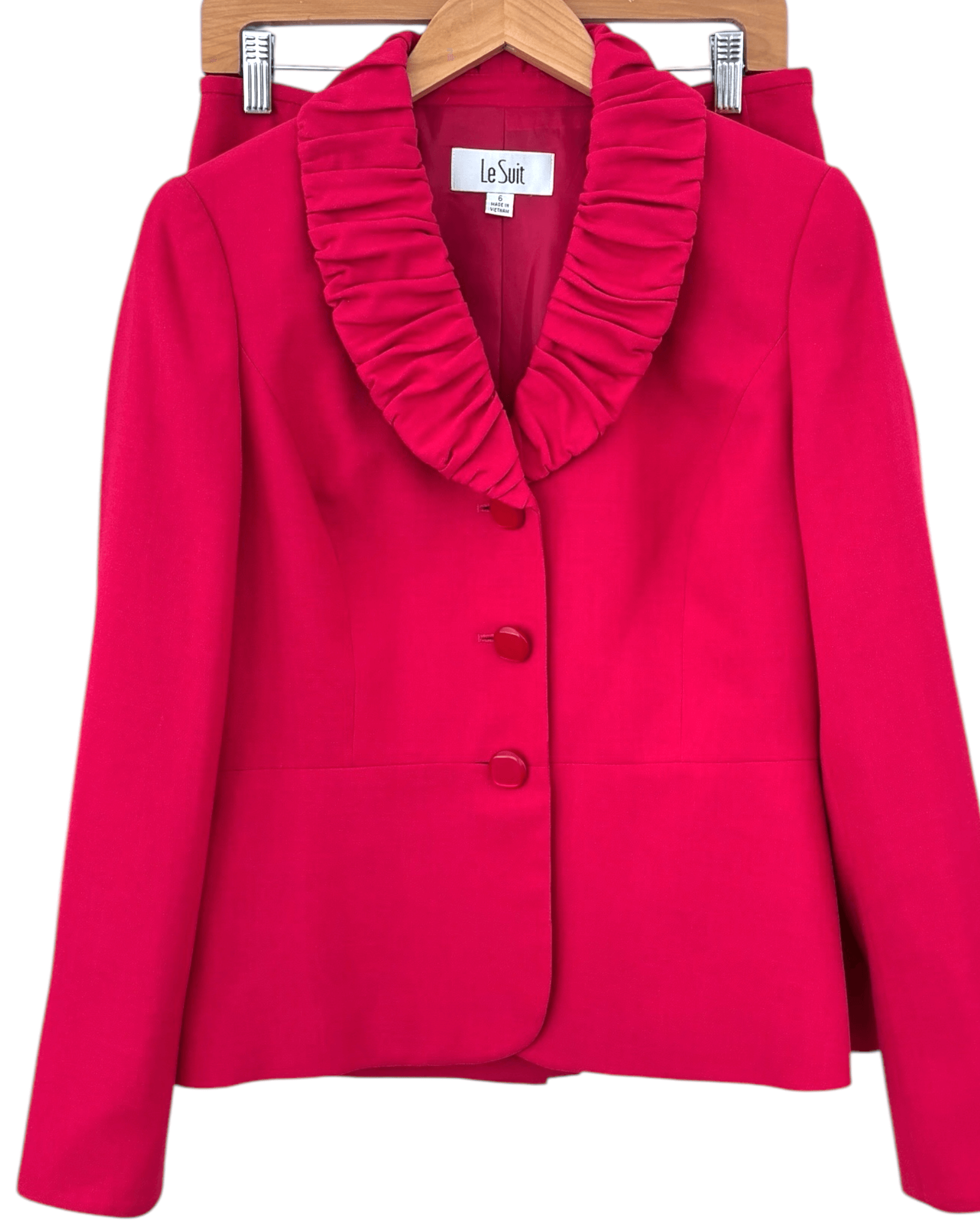 Bright Winter Le Suit berry pink gather lapel suit set