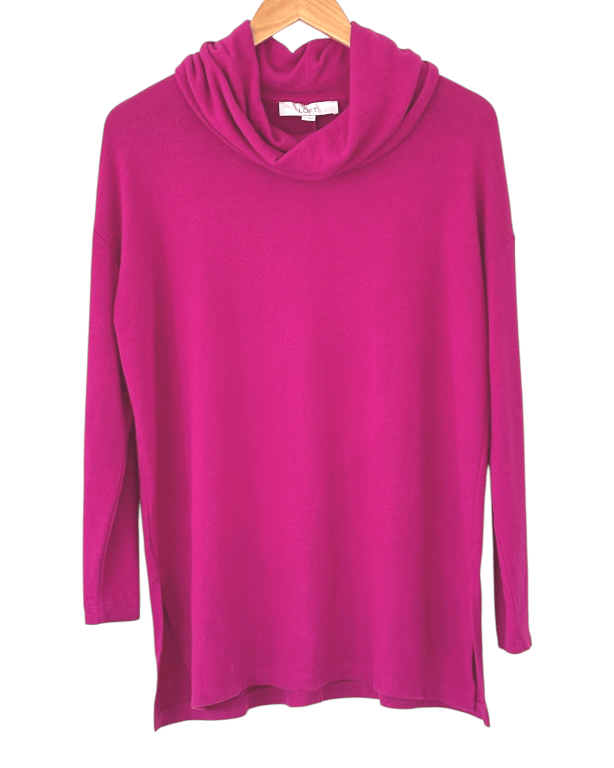 Bright Winter LOFT Lotus Cowlneck Split-hem Sweater