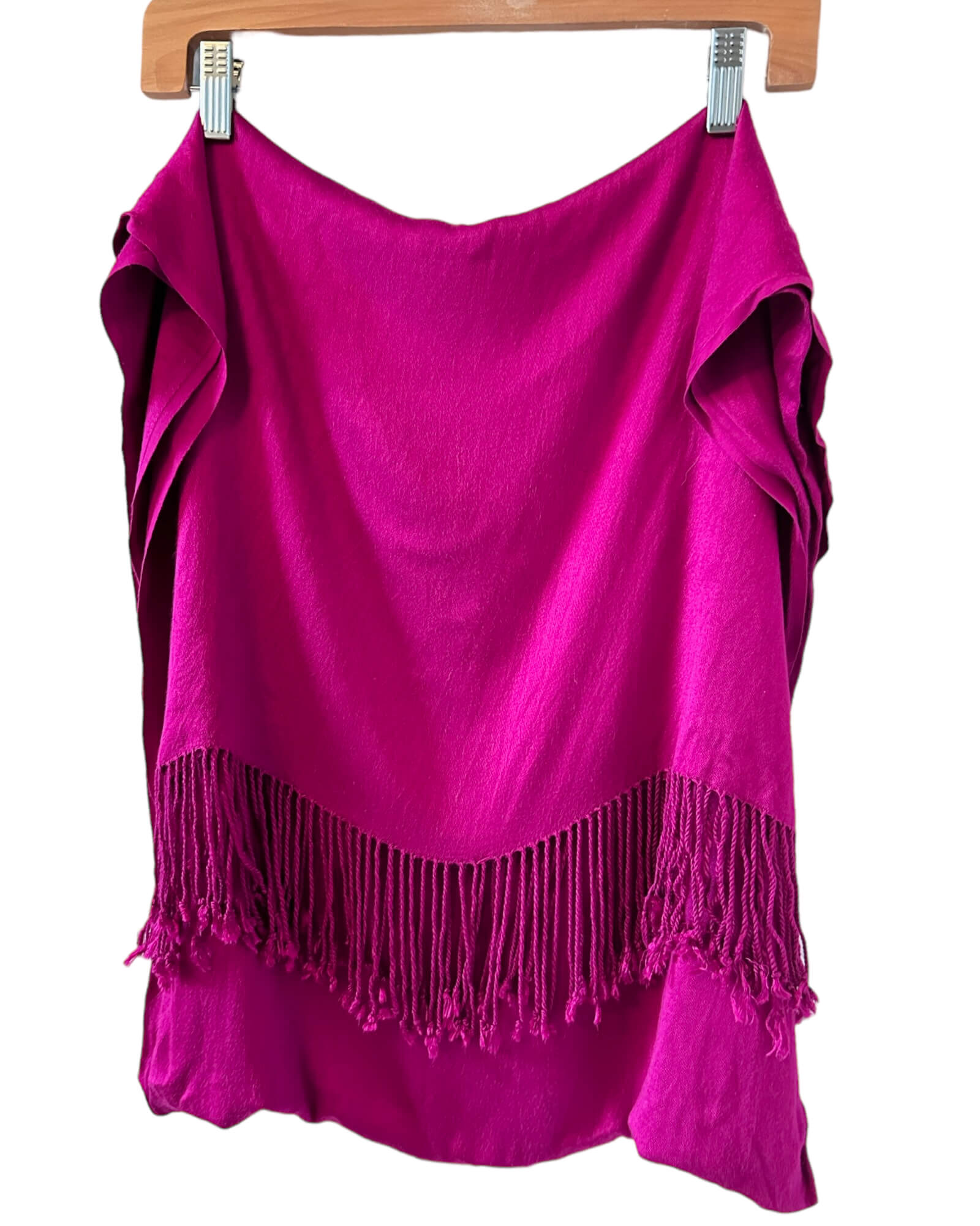 Bright Winter magenta tassel pashmina scarf wrap