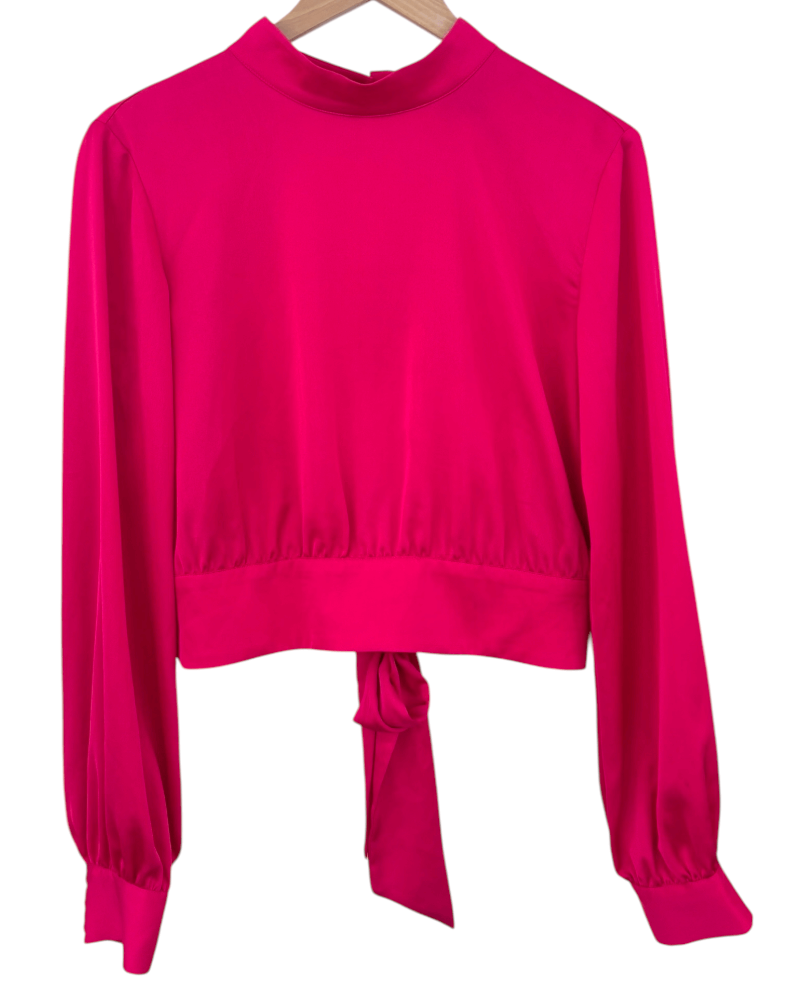 Bright Winter MARCIANO GUESS party pink backless sash blouse