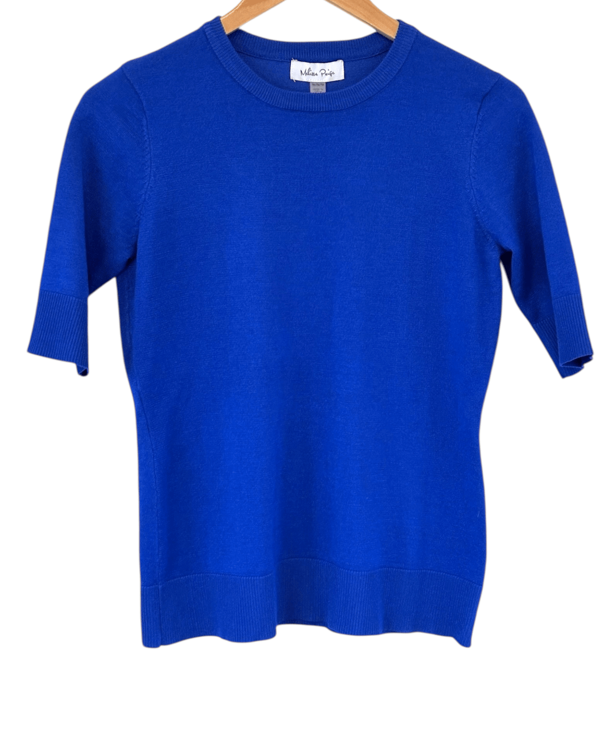 Bright Winter MELISSA PAIGE vivid blue crew-neck elbow sleeve sweater