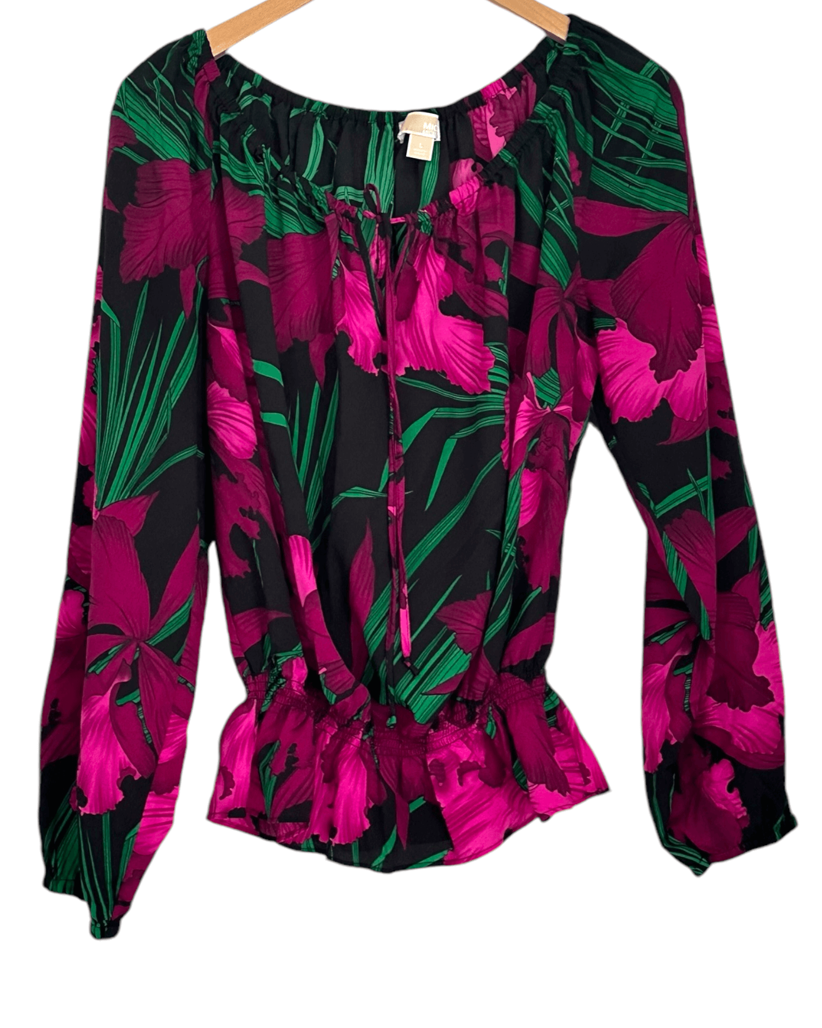 Bright Winter MICHAEL KORS iris print tie front blouse