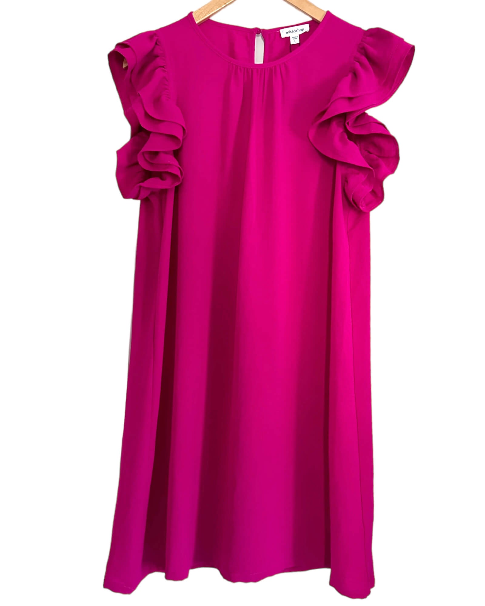 Bright Winter MITTOSHOP orchid pink ruffle sleeve dress