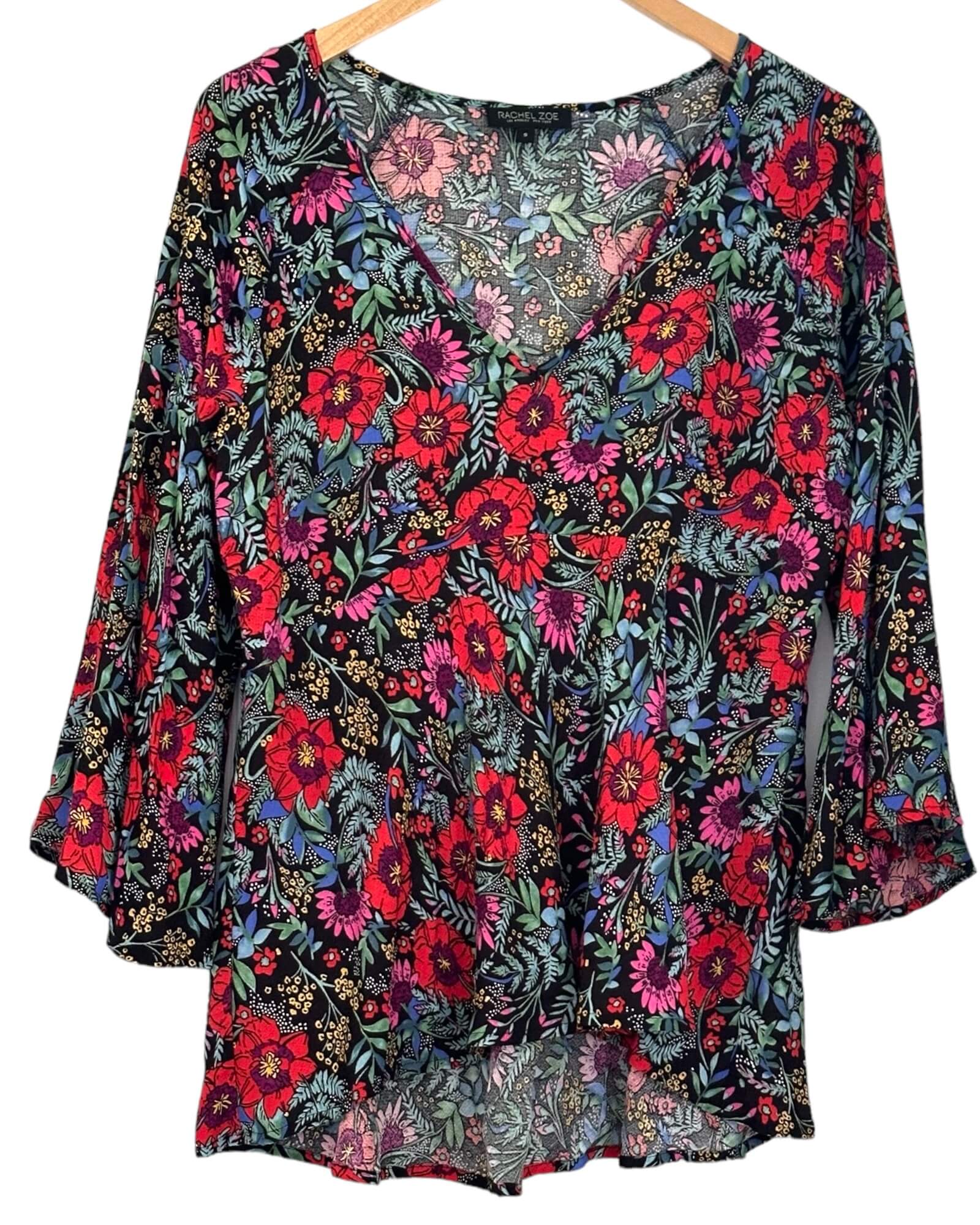 Bright Winter RACHEL ZOE floral print v-neck swing blouse
