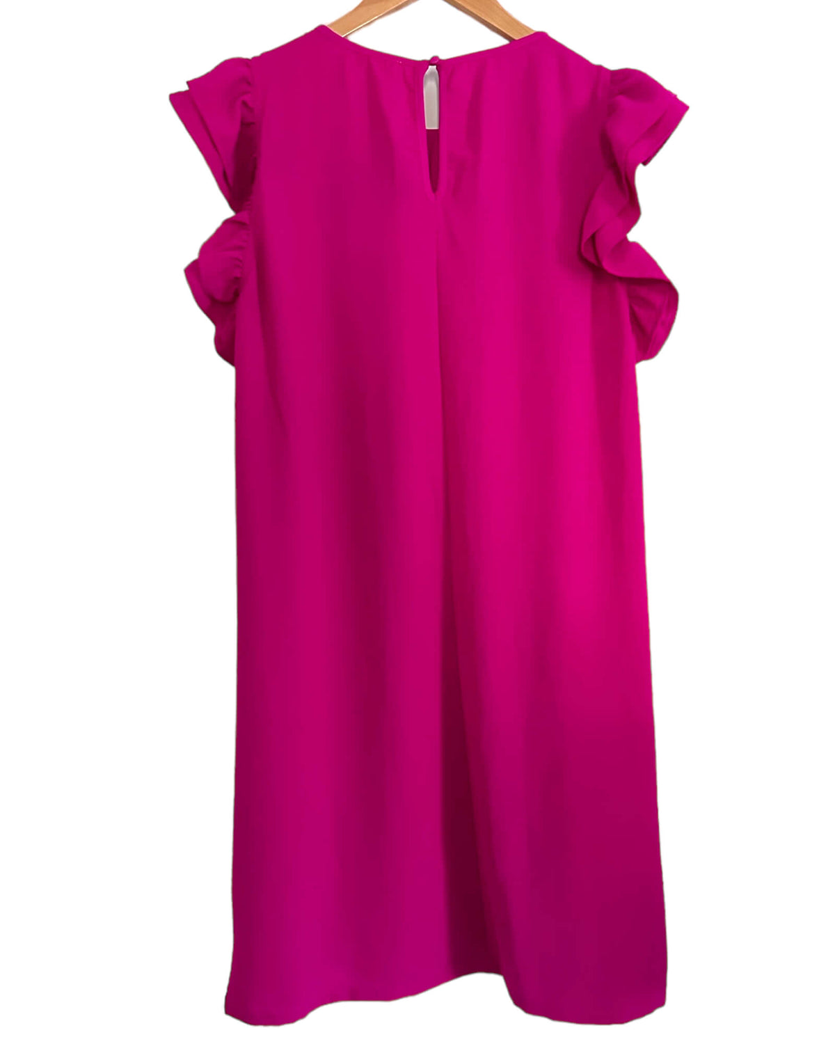 Bright Winter ruffle sleeve pink dress