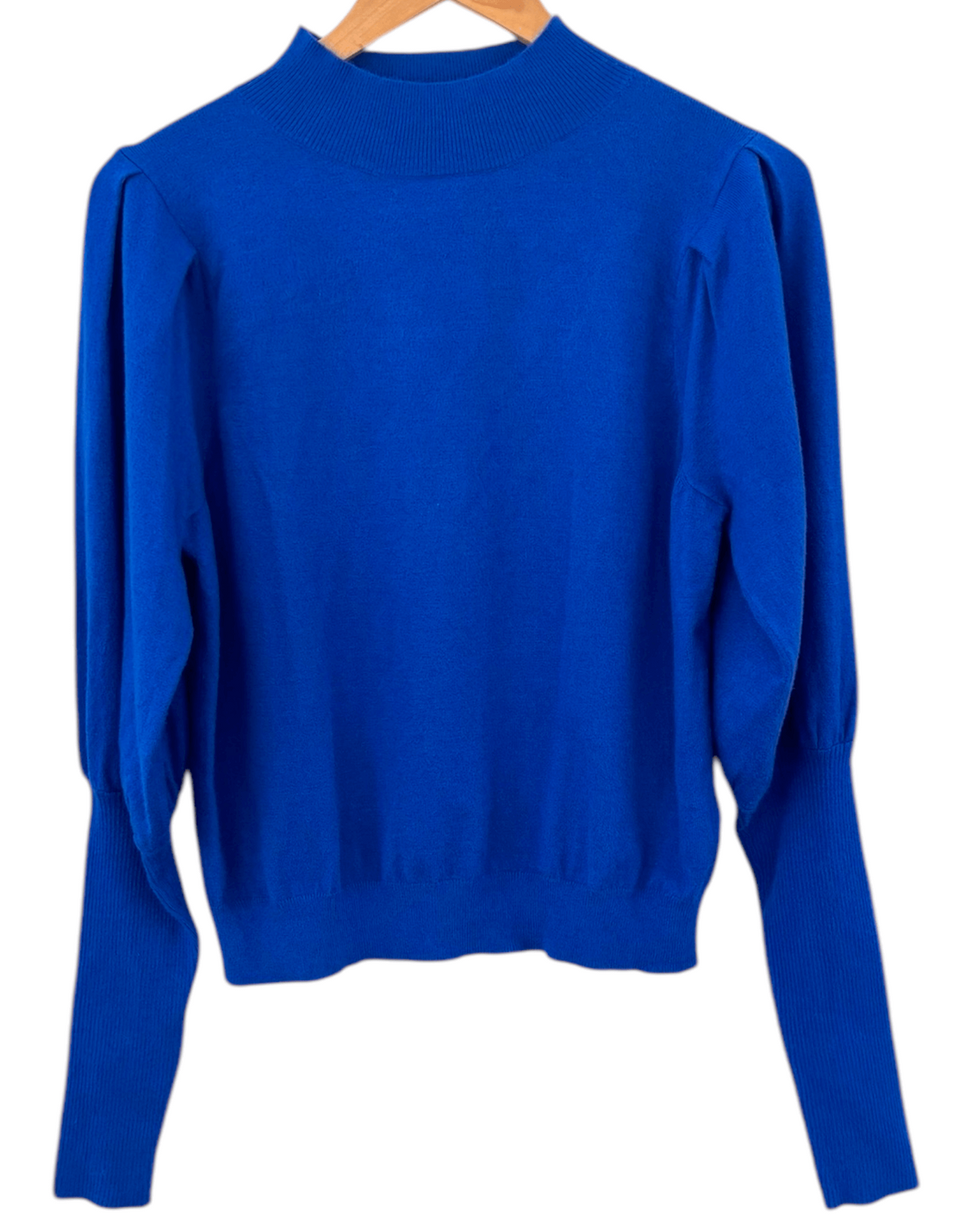Bright Winter SILVERFLINT lively lapis puff pleat sleeve sweater