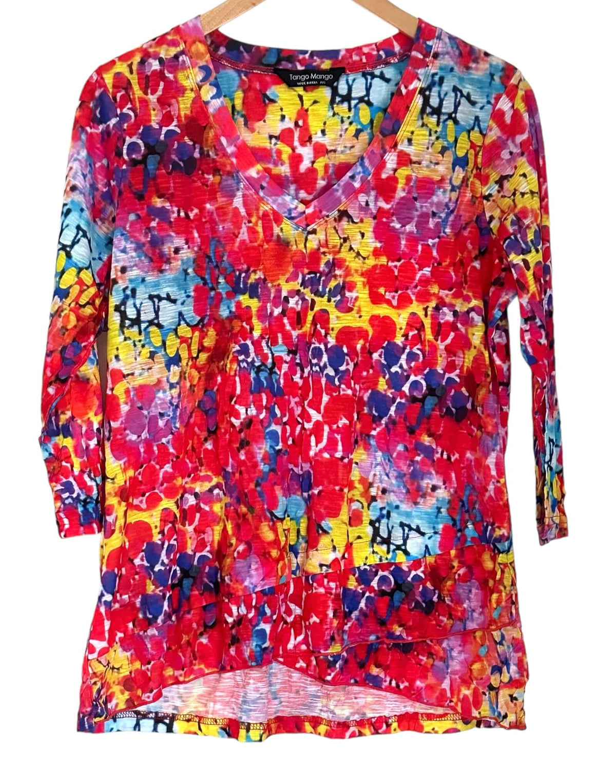 Bright Winter TANGO MANGO watercolor print v-neck tunic top