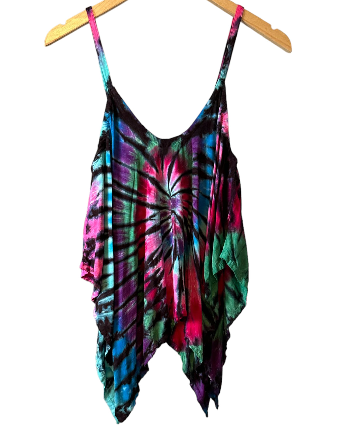 Bright Winter tie-dye handkerchief swing top