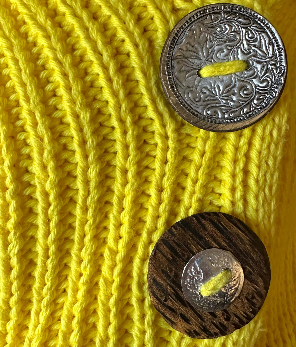 Bright Winter yellow PURE HANDKNIT for FRESH PRODUCE sweater jacket
