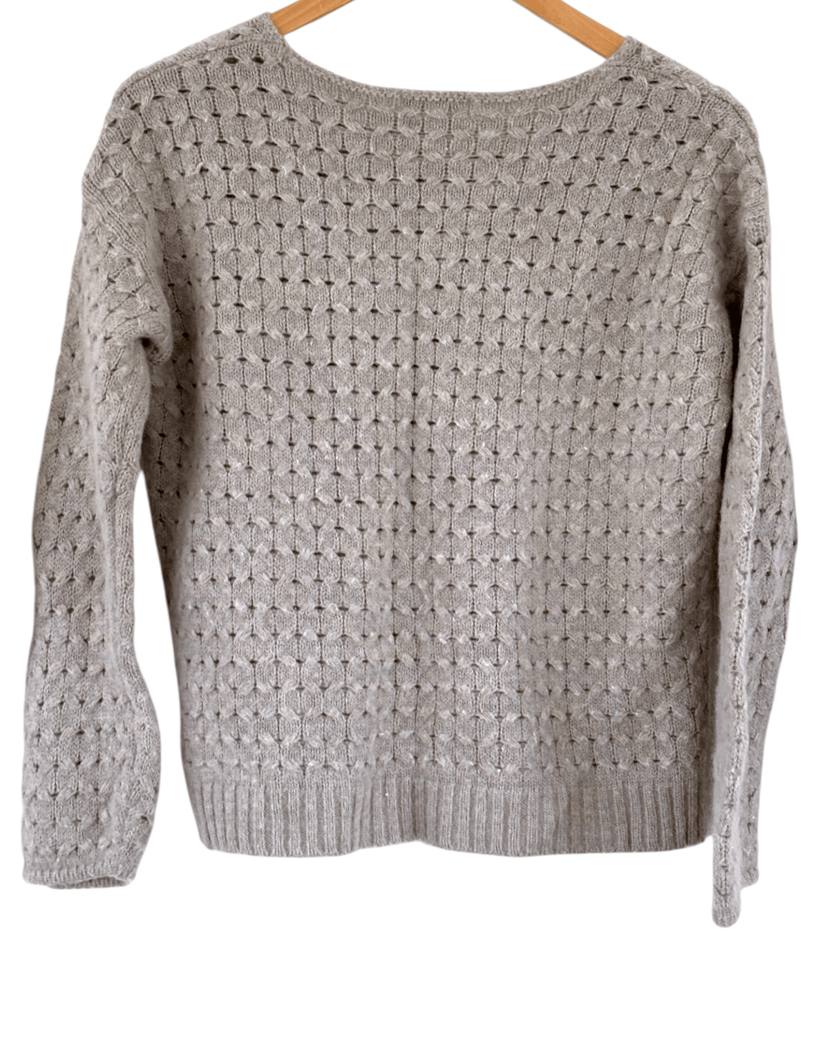 Cool Summer BENEDETTA B ITALY  gray gull cable knit puff cuff sweater