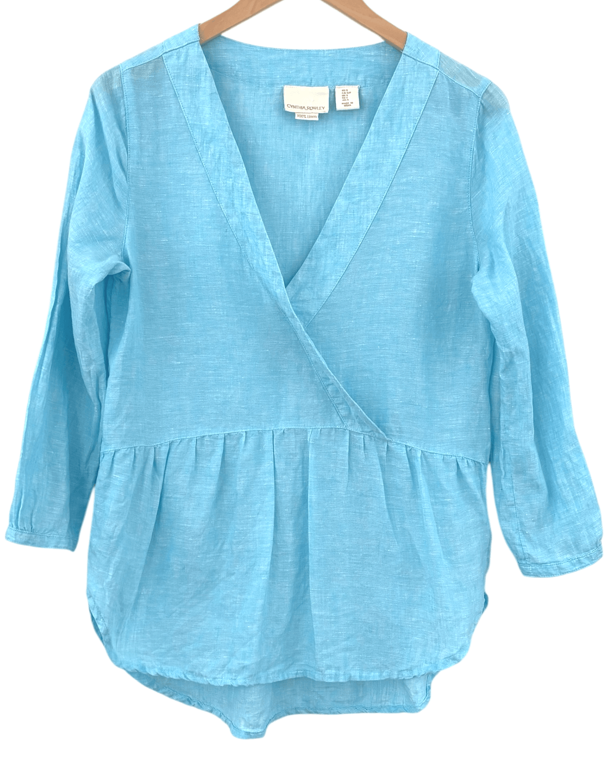Cool Summer CYNTHIA ROWLEY bay breeze cross front deep-v linen top
