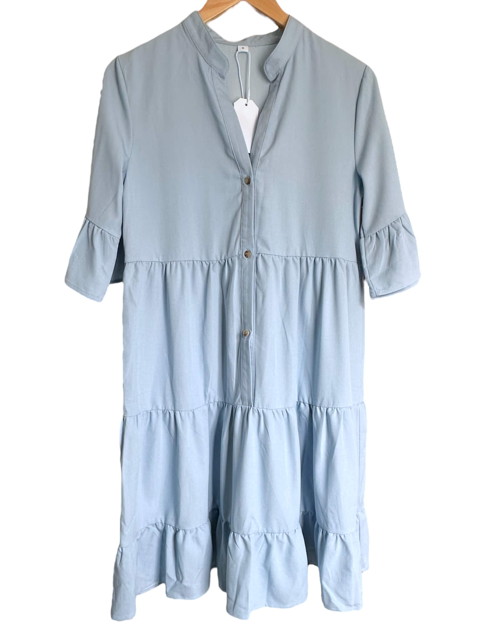 Cool Summer MADE WITH LOVE tiered babydoll shirt dress