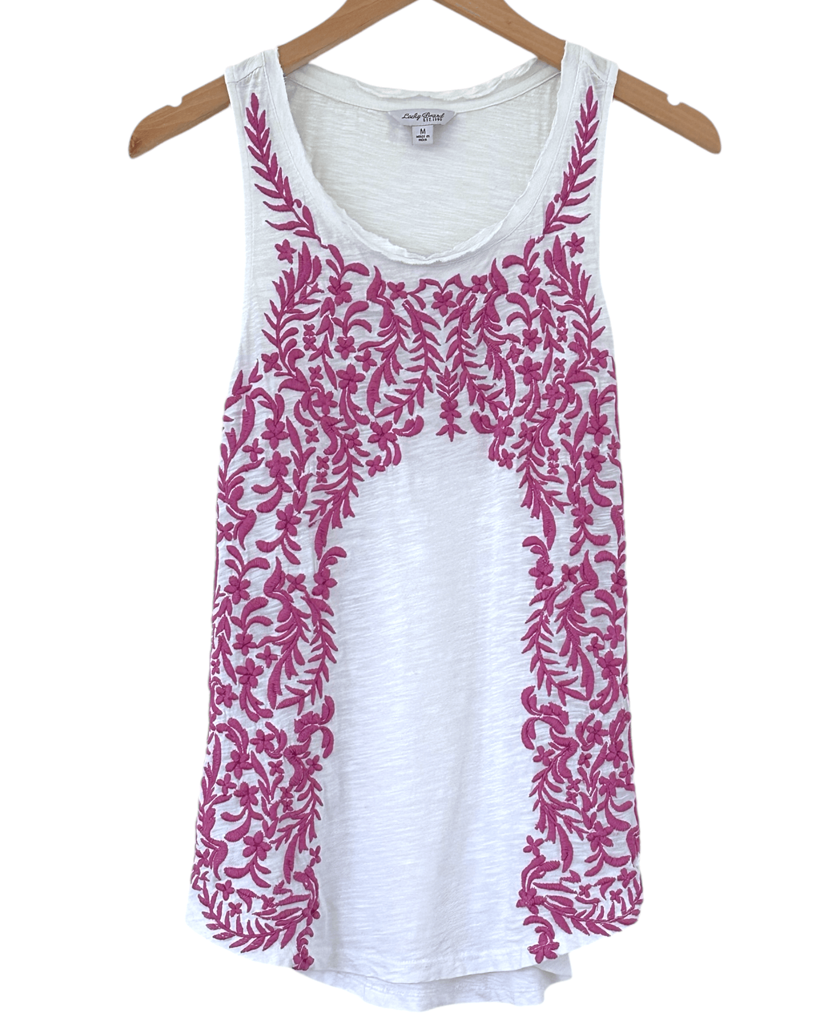 Cool Summer LUCKY BRAND floral embroidery swing tank top