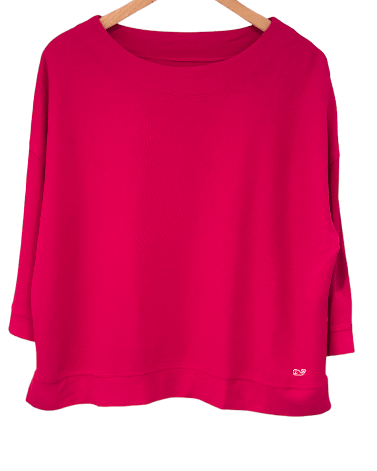 Cool Winter VINEYARD VINES raspberry red three quarter sleeve pique top