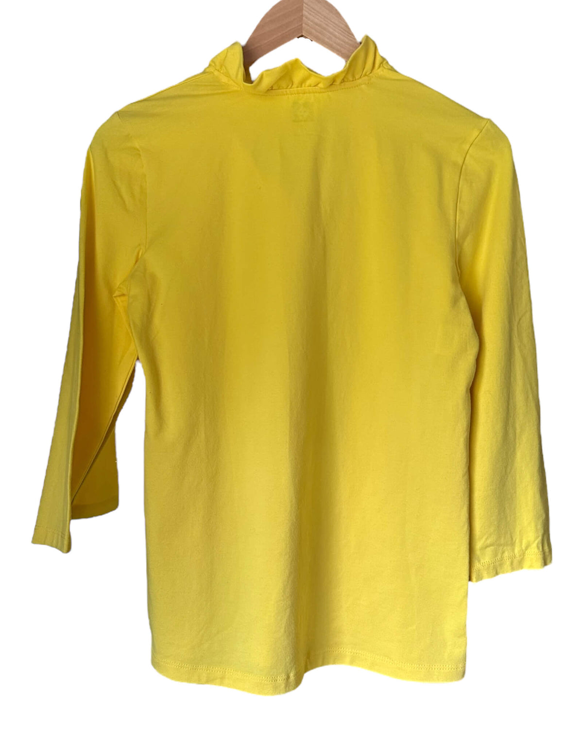 Cool Winter ANNE KLEIN yellow split ruffle jersey knit top
