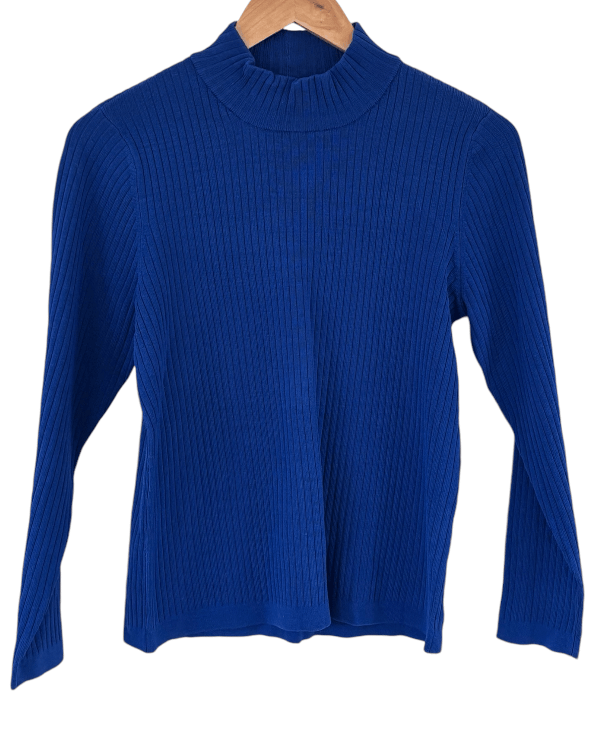 Cool Winter APPLESEED&#39;S tanzanite mock-neck ribbed silk sweater