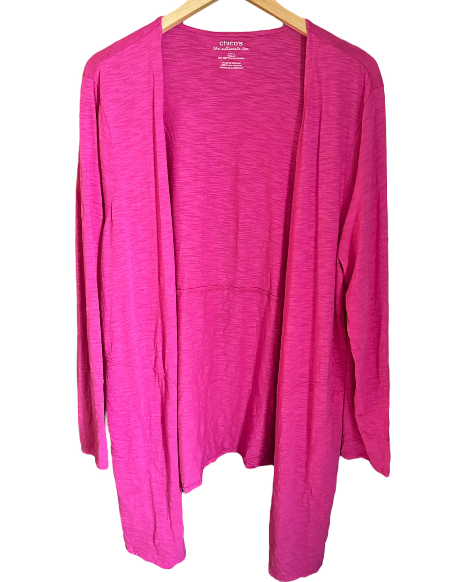 Cool Winter CHICO'S rose pink slub knit open cardigan