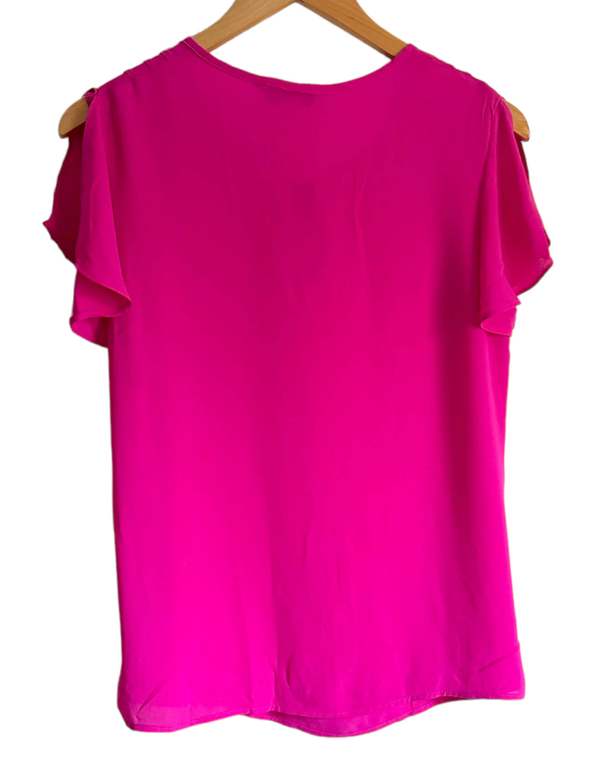 Cool Winter Raspberry Tonic Split Sleeve Tie Front Blouse