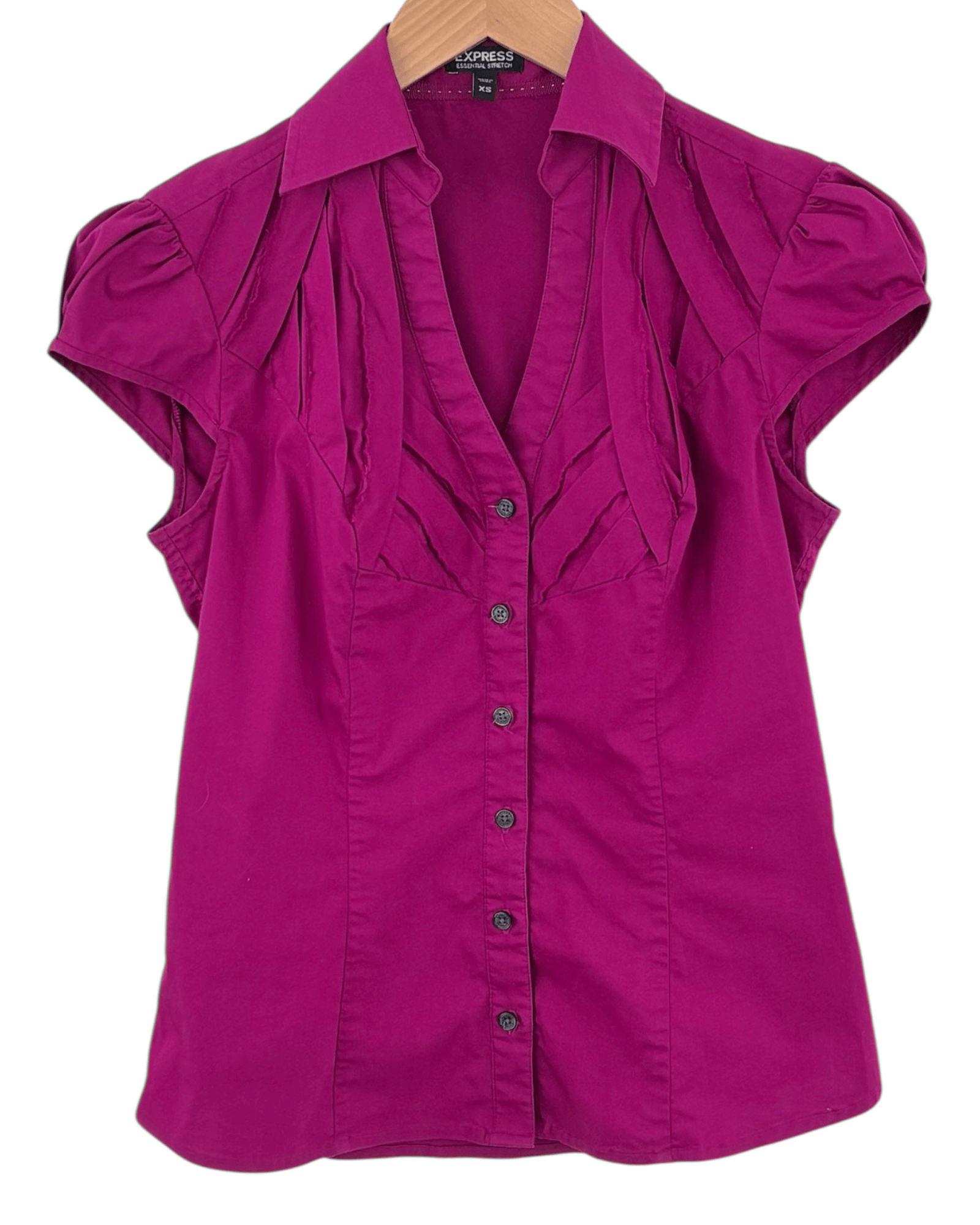 Cool Winter EXPRESS plum jubilee v-neck cap sleeve shirt