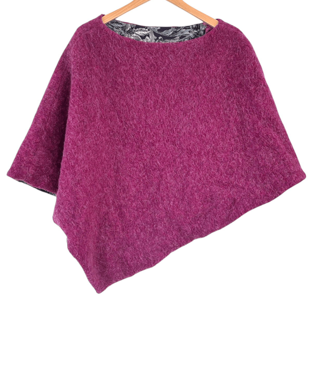 Cool Winter floral damask reversible wool poncho