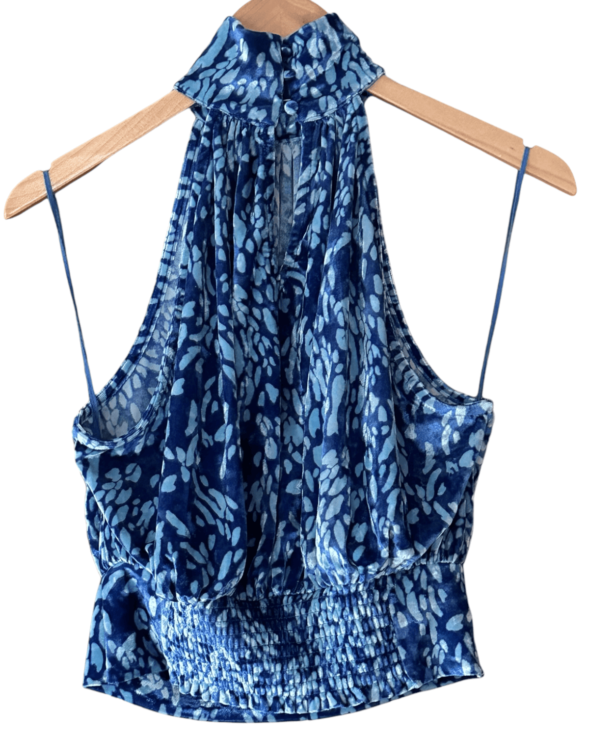 Cool Winter FREE PEOPLE print mock neck velvet halter top