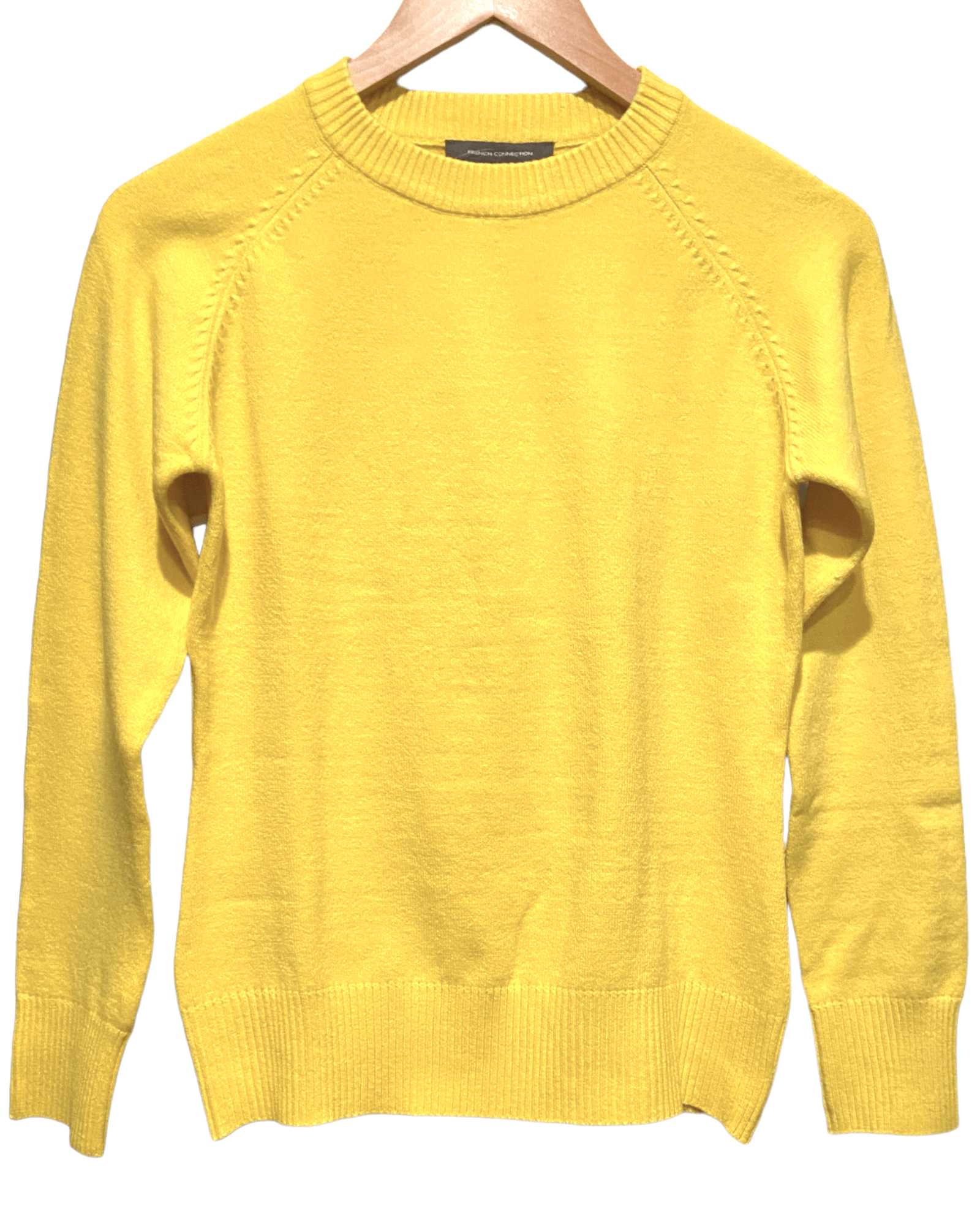 Cool Winter FRENCH CONNECTION pop yellow raglan sweater