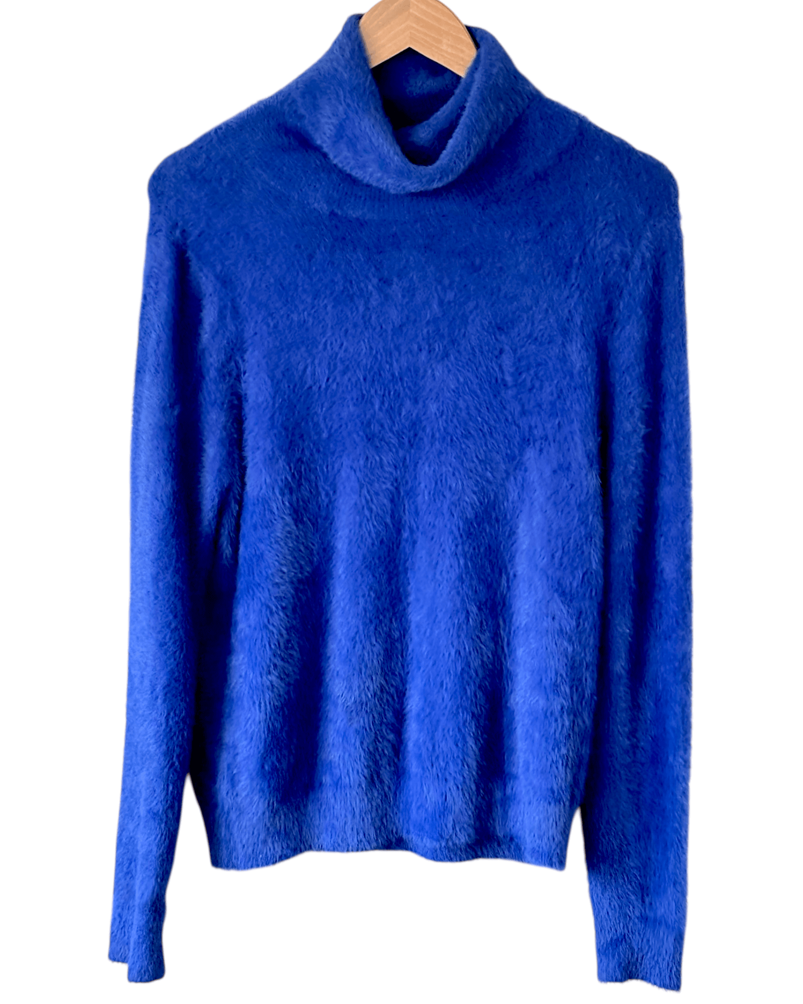 Cool Winter HALOGEN blinking blue fuzzy turtleneck sweater