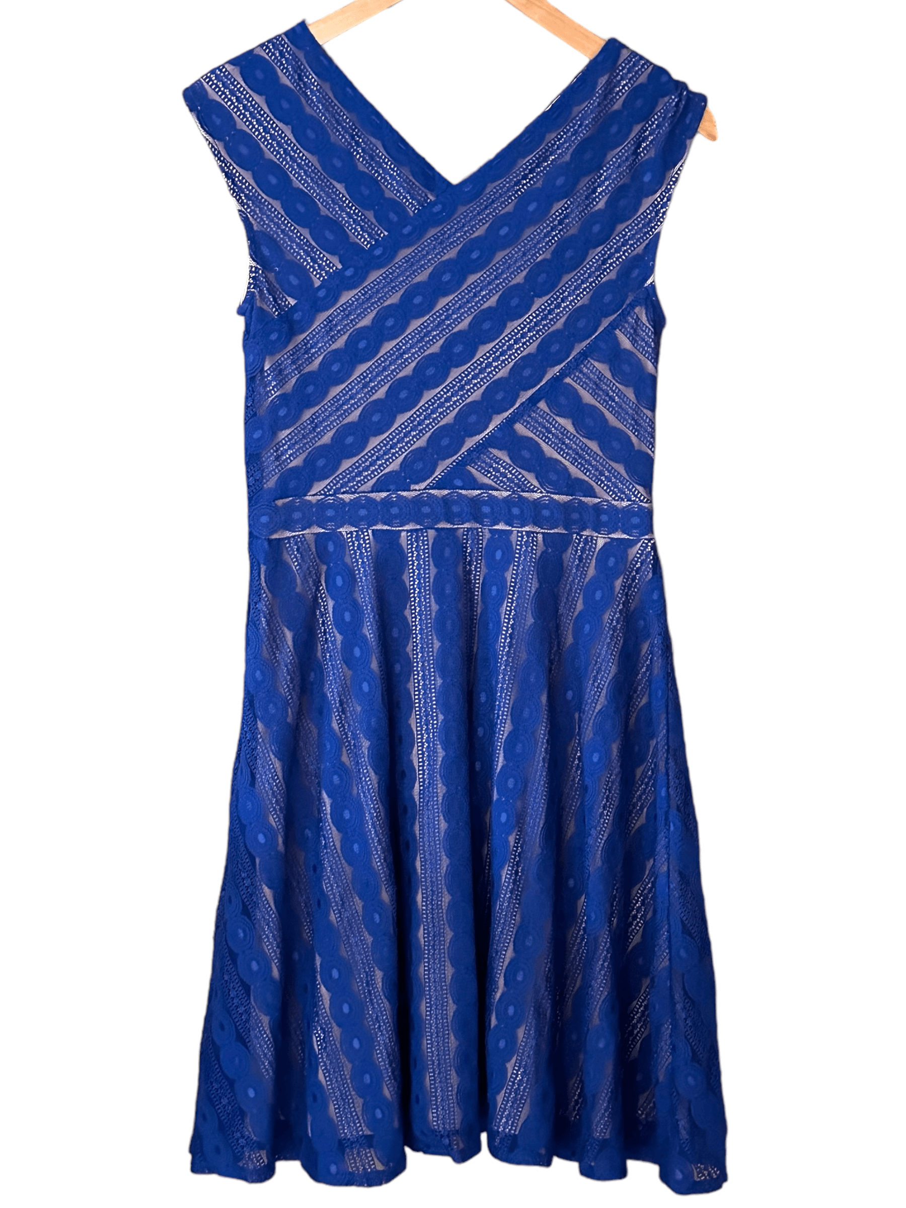 Cool Winter Cobalt Lace Sleeveless Skater Dress Cool Winter Cobalt Lace Sleeveless Skater Dress