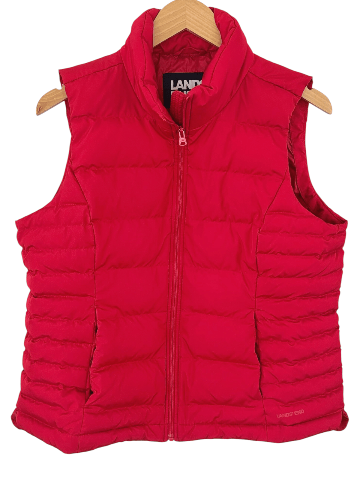 Cool Winter LANDS' END Cardinal Red Down Puffer Vest