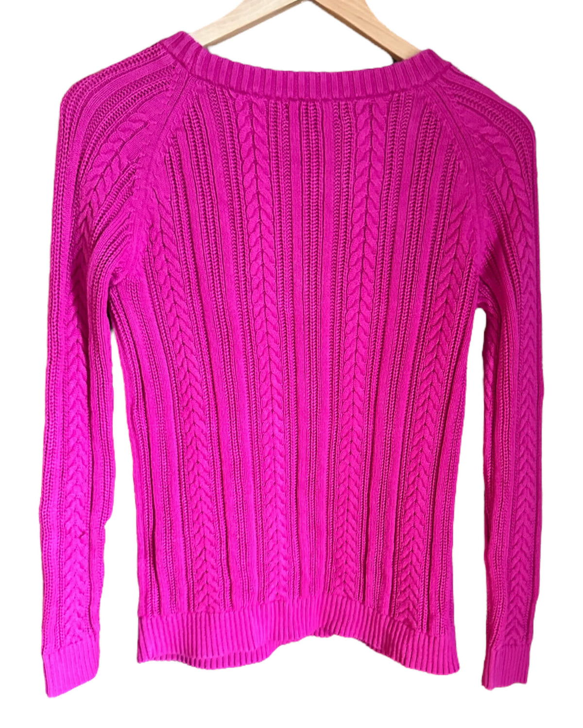 Cool Winter LANDS' END pink cable knit crewneck sweater