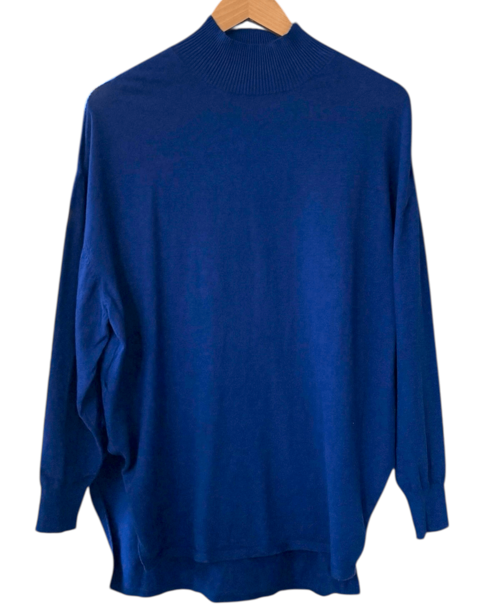Cool Winter MANGO savoy blue perkins neck fine sweater