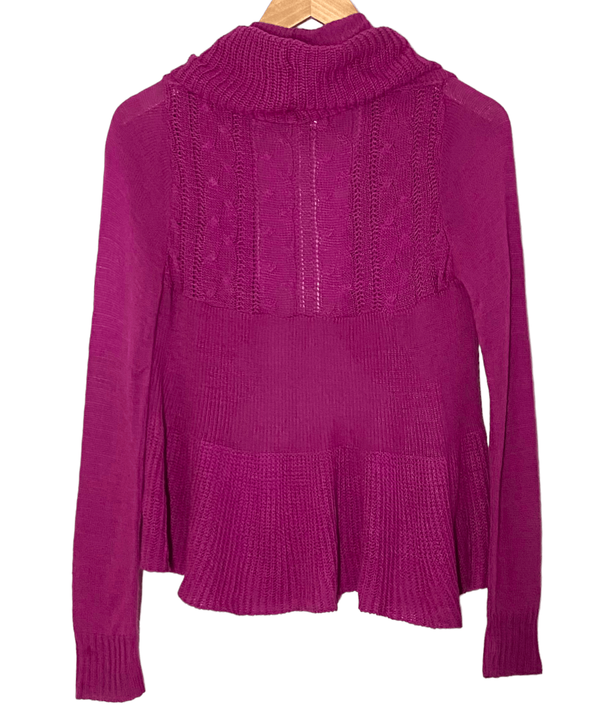 Cool Winter MUDD plum purple open front cable knit cardigan sweater 