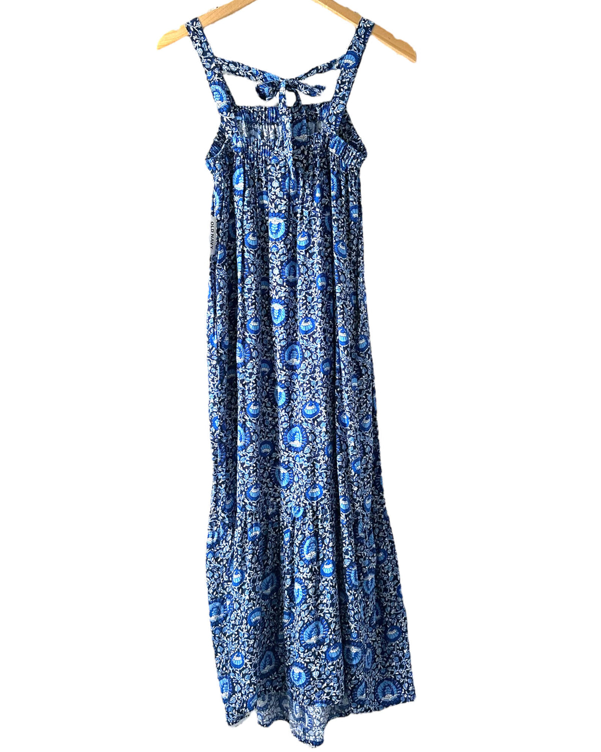 Cool Winter Floral Print Tie-Back Midi Sundress