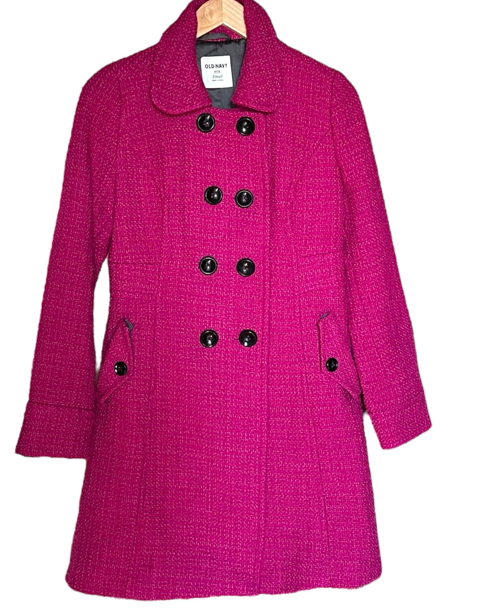 Cool Winter OLD NAVY magenta pink wool peacoat coat
