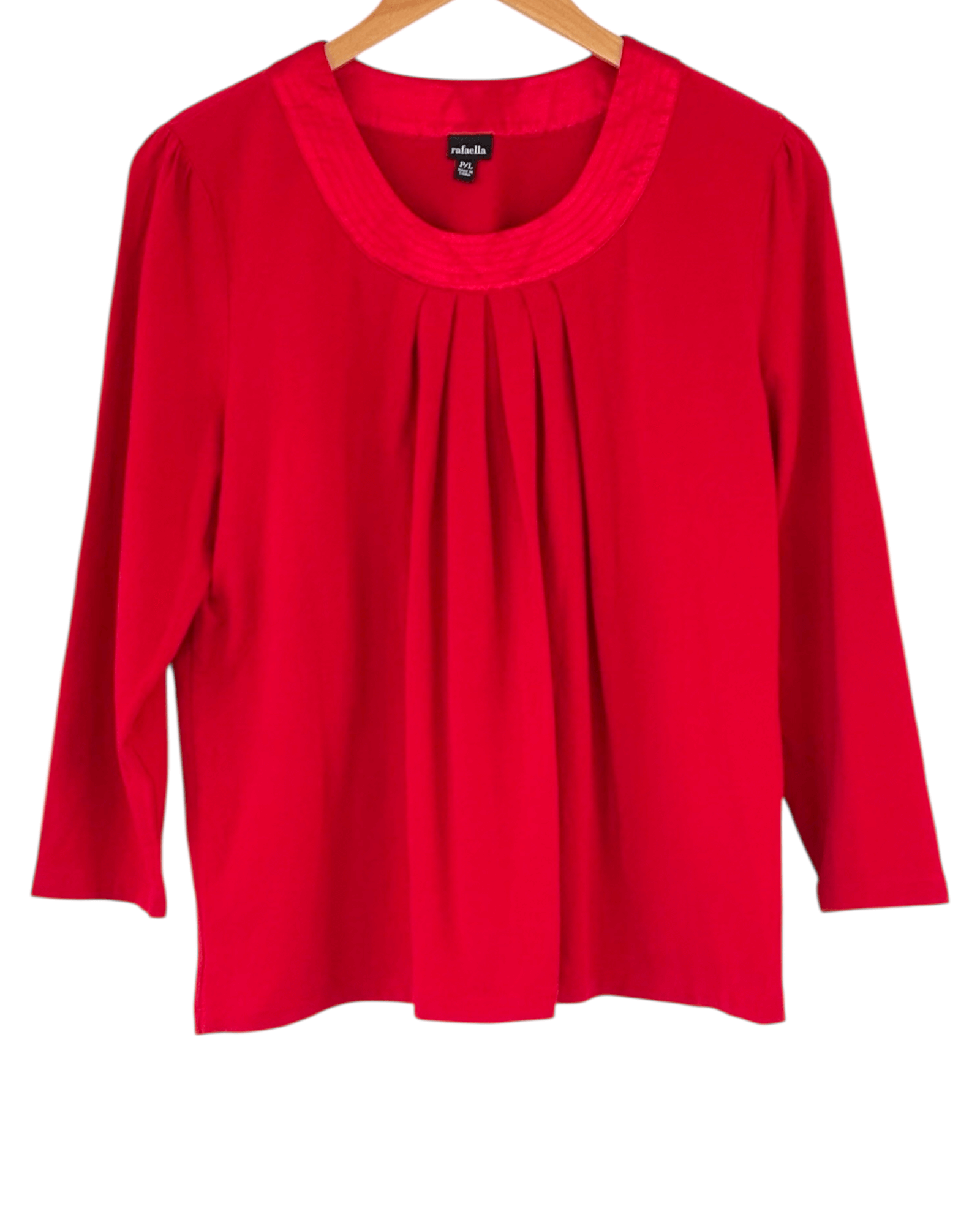 Cool Winter RAFAELLA candy apple pleated scoop-neck top