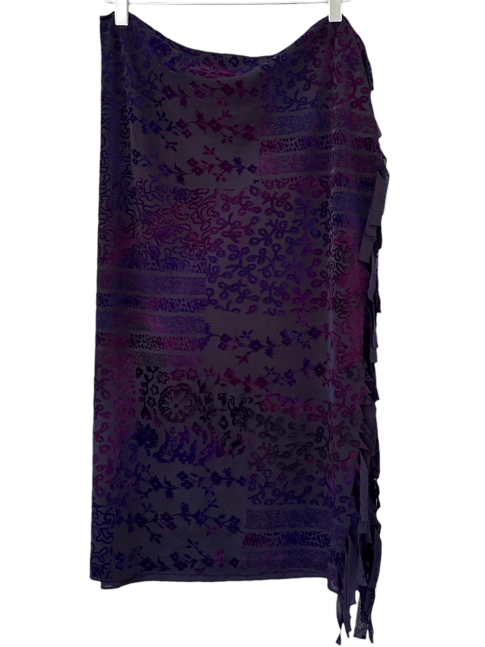 Cool Winter SCOPO floral print shimmer velvety fringe scarf