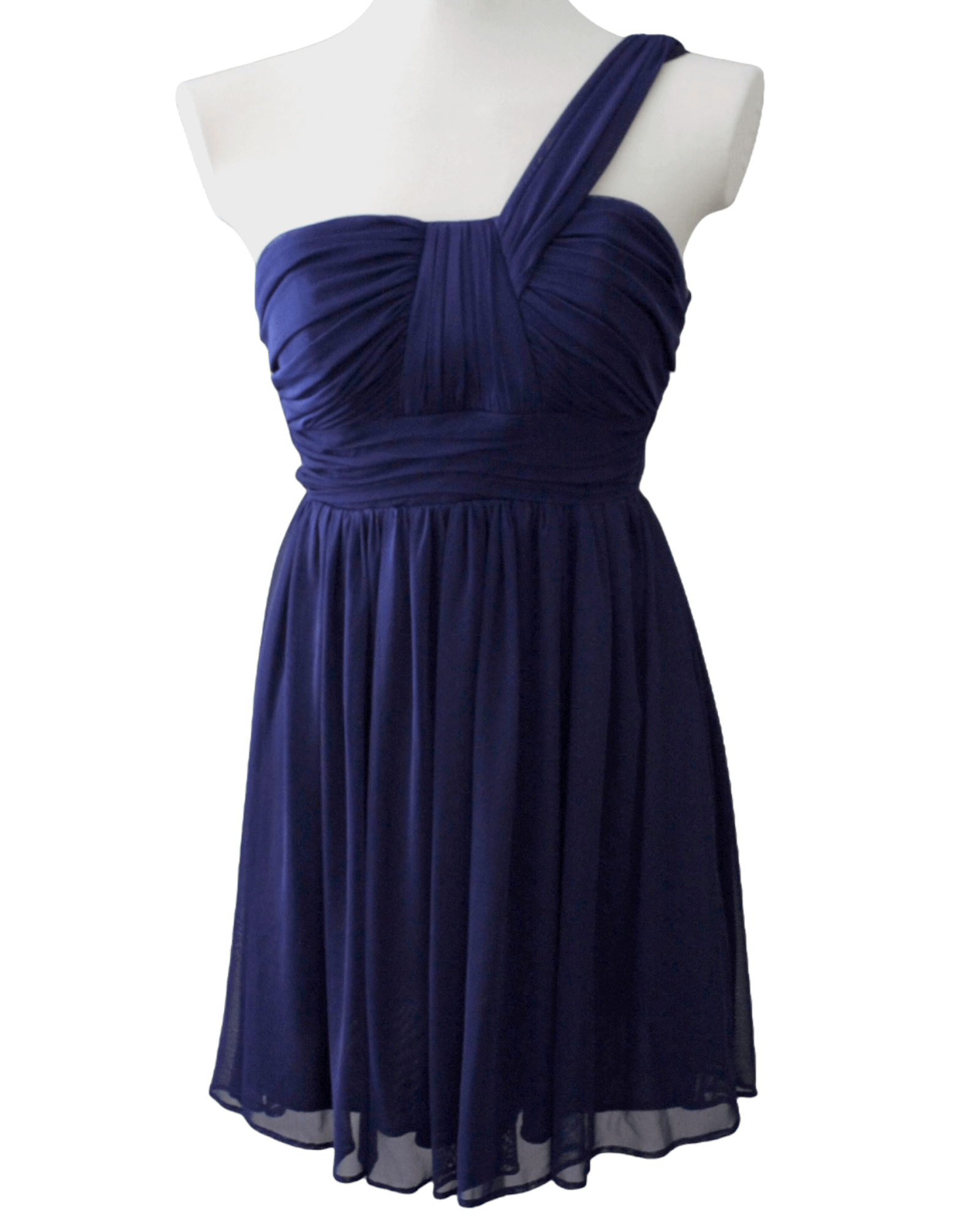 Cool Winter STEPPIN' OUT navy blue skater dress one shoulder
