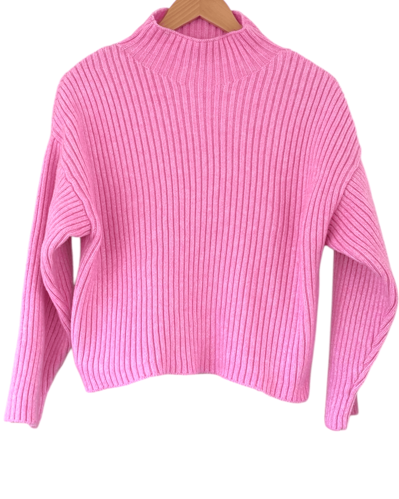 Cool Winter STEVE MADDEN punch pink mock neck ribbed knit sweater