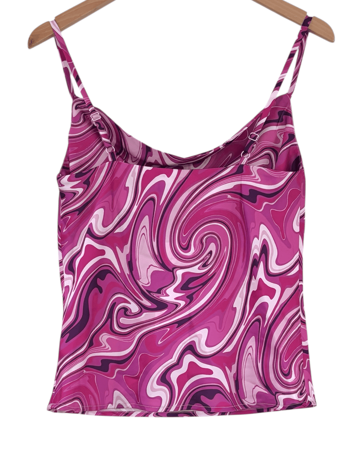 Cool Winter WAYF fuchsia swirl print cowl neck camisole