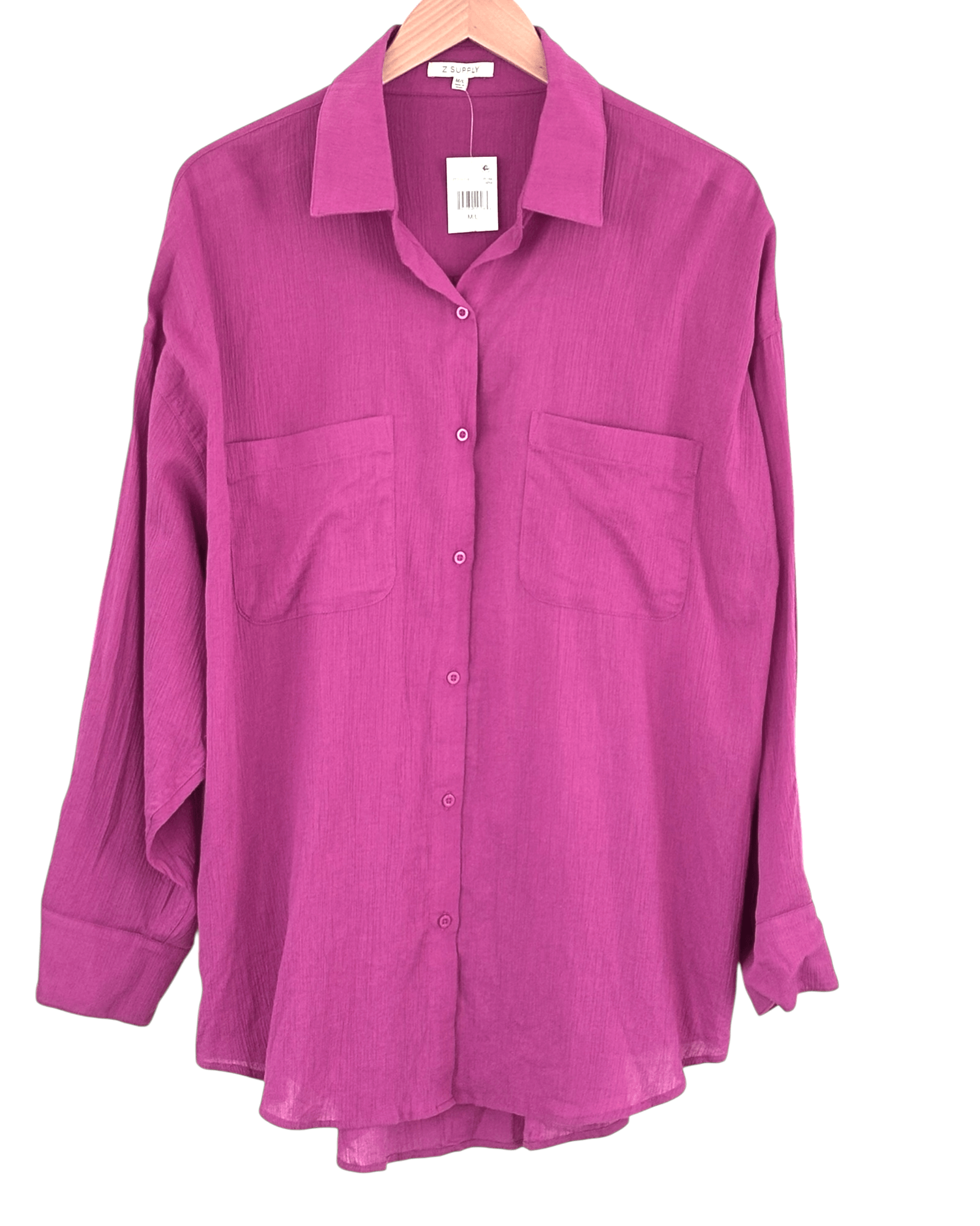 Cool winter Z SUPPLY thistle patch pocket crinkle shirt