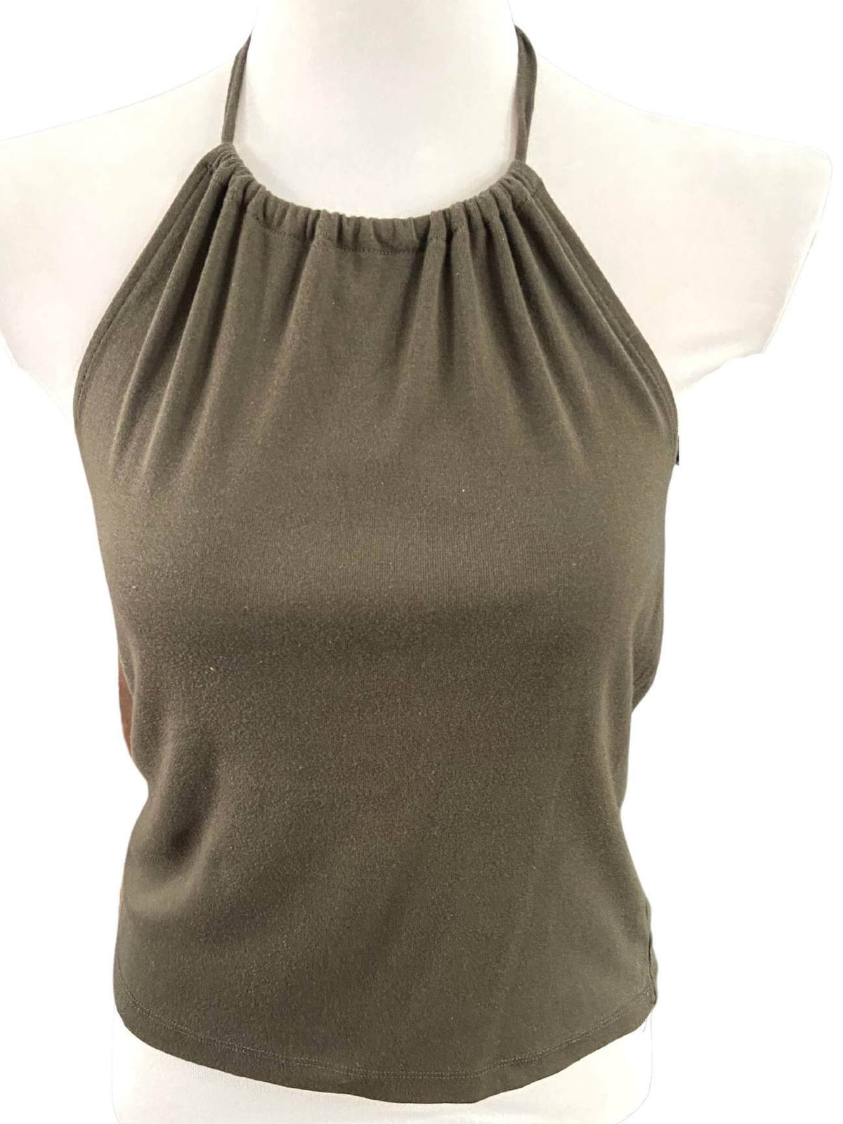 Dark Autumn ABERCROMBIE FITCH olive green knit halter top